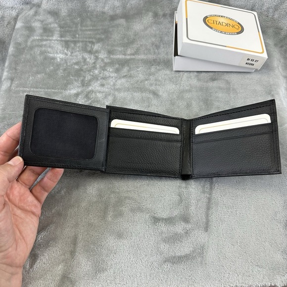 Citadino Leather Wallet Men's Black Trifold New In Box - Picture 4 of 8